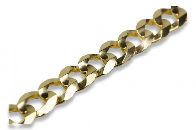 Italian yellow 14k gold Gourmette Cuban Link chain cc001y