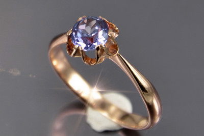 Russian Soviet rose 14k 585 gold Alexandrite Ruby Emerald Sapphire Zircon ring  vrc002