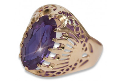 Bague Russe Soviétique Rose Or 14K Alexandrite Rubis Émeraude Saphir Zircon 585 vrc020