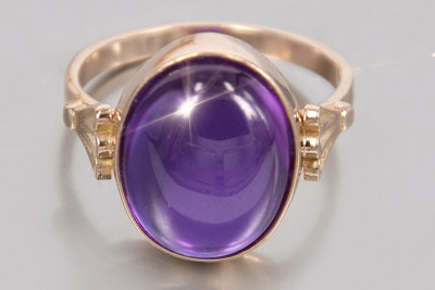 Ruso Soviet rosa 14k 585 oro Alejandrita Rubí Esmeralda Zafiro Zircón anillo vrc154