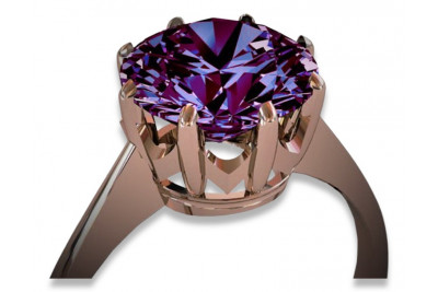 Bague Russe Soviétique Rose Or 14K Alexandrite Rubis Émeraude Saphir Zircon 585 vrc157