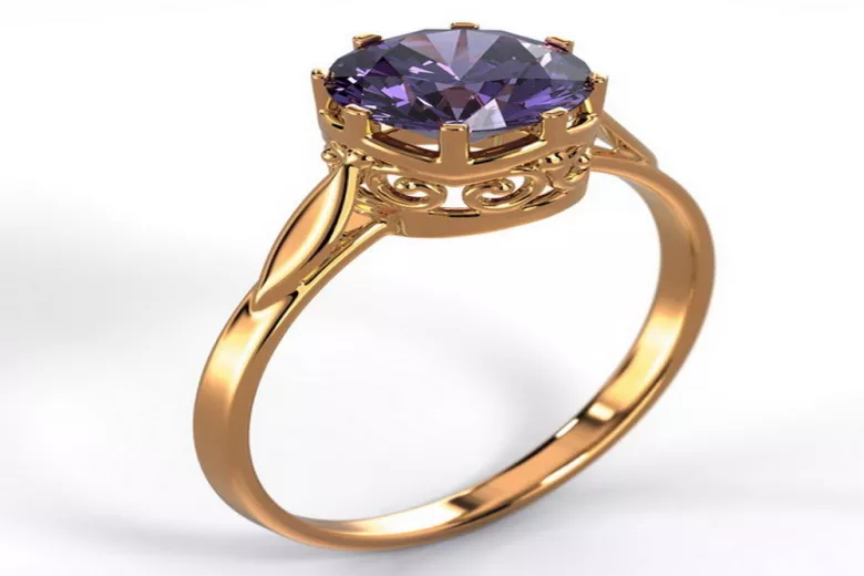 Russe soviétique rose 14k 585 or Alexandrite Rubis Émeraude Saphir Zircon bague vrc366