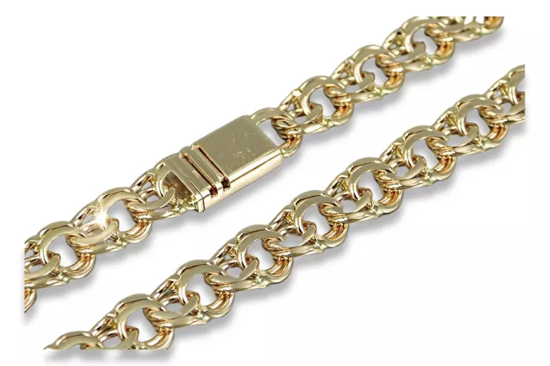 Yellow rose gold chain ★ russiangold.com ★ Gold 585 333 Low price ★ Garibaldi Bismark