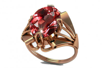 Russisch Sowjetrosa 14 Karat 585 Gold Alexandrit Rubin Smaragd Saphir Zirkon Ring vrc015