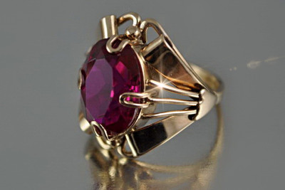 Russe soviétique rose 14k 585 or Alexandrite Rubis Émeraude Saphir Zircon bague vrc015