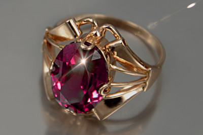 Ruso Soviet rosa 14k 585 oro Alejandrita Rubí Esmeralda Zafiro Zircón anillo vrc015