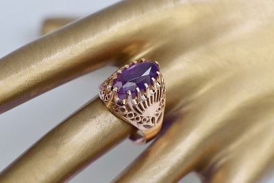 Russe soviétique rose 14k 585 or Alexandrite Rubis Émeraude Saphir Zircon bague vrc020