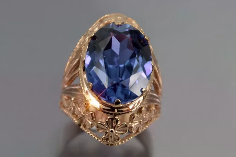 Russe soviétique rose 14k 585 or Alexandrite Rubis Émeraude Saphir Zircon bague vrc031