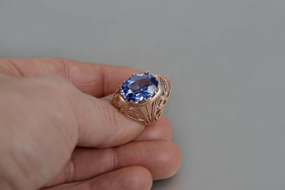 Russe soviétique rose 14k 585 or Alexandrite Rubis Émeraude Saphir Zircon bague vrc031