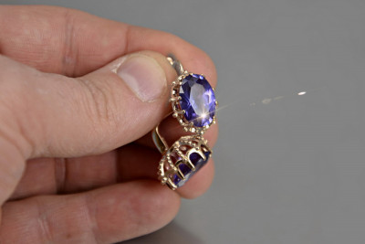 Російський радянський 925 стерлінгове срібло Олександрит Рубіновий Смарагдовий Сапфір Аквамарин Циркон ... Сережки VEC079s