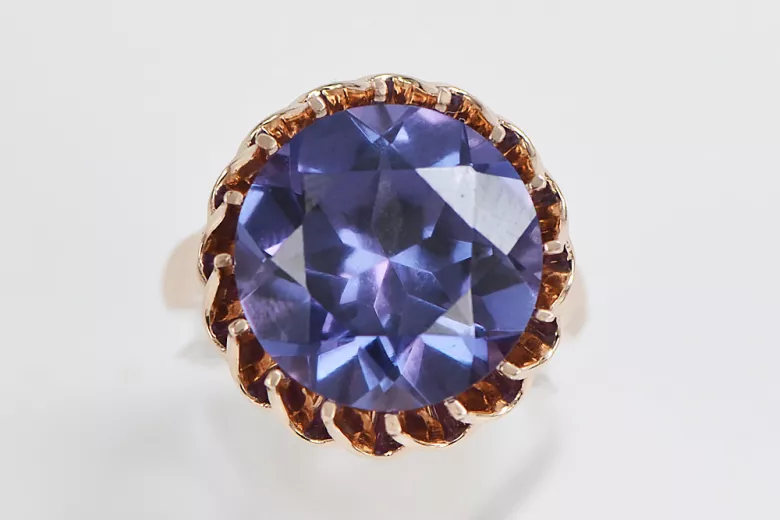 Rusă sovietică de argint Rose inel placat cu aur 925 Alexandrite Ruby Smarald Safir Zircon vrc035rp