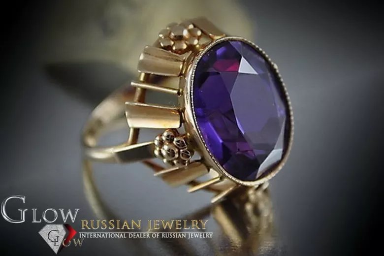 Russe soviétique rose 14k 585 or Alexandrite Rubis Émeraude Saphir Zircon bague vrc043