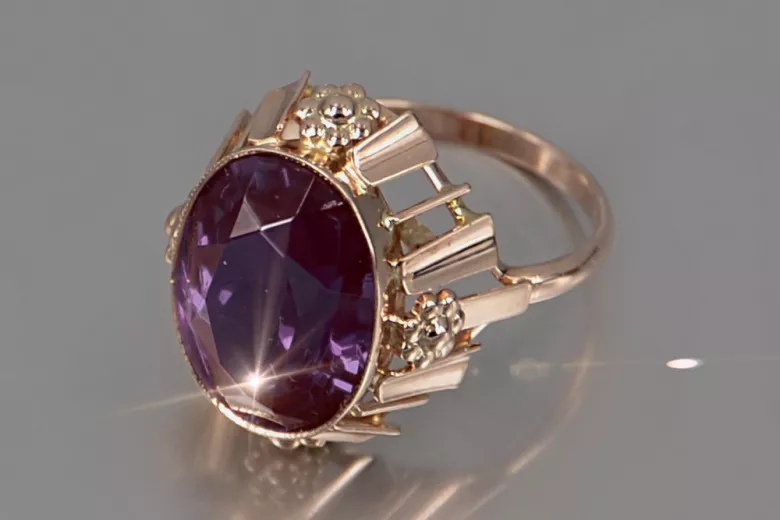 Russe soviétique rose 14k 585 or Alexandrite Rubis Émeraude Saphir Zircon bague vrc043