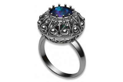 Sovietic rus a crescut 14k 585 aur Alexandrite Ruby Emerald Safir Zircon inel vrc059