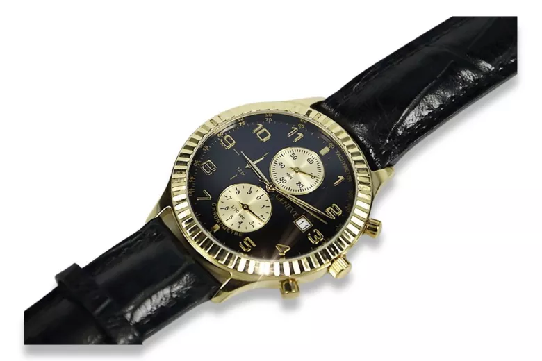 Gold men's watch Geneve ★ zlotychlopak.pl ★ Gold purity 585 333 Low Price!