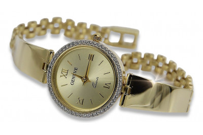 Italian yellow 14k 585 gold lady watch Geneve lw079y