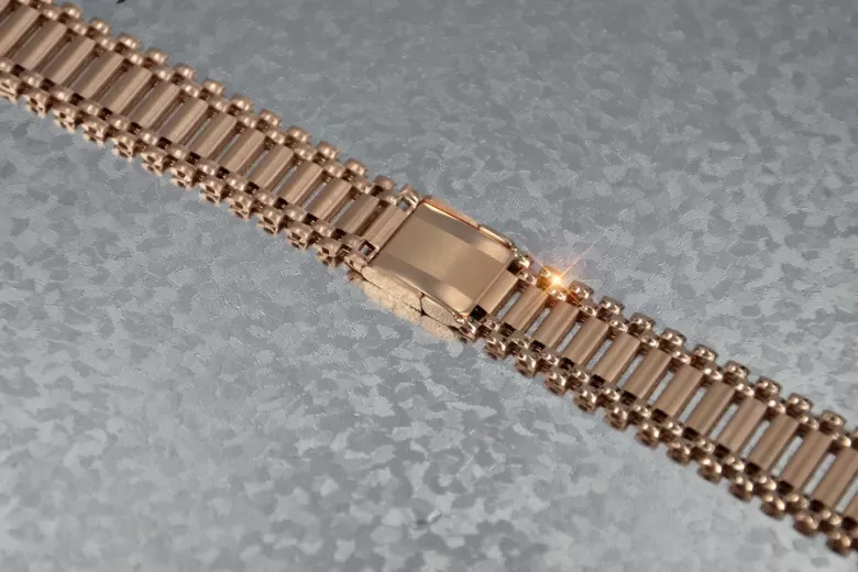 Руска розова 14k 585 мъжки златен часовник гривна mbw002r