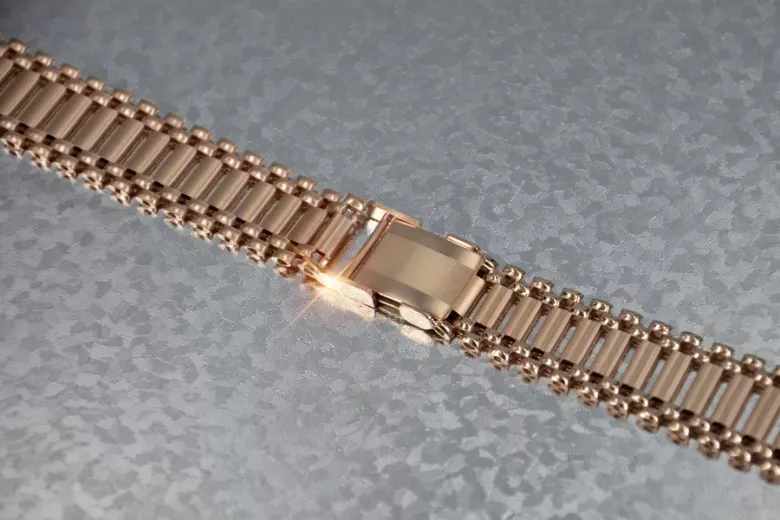 Vintage rose pink 14k 585 man's gold watch bracelet mbw002r