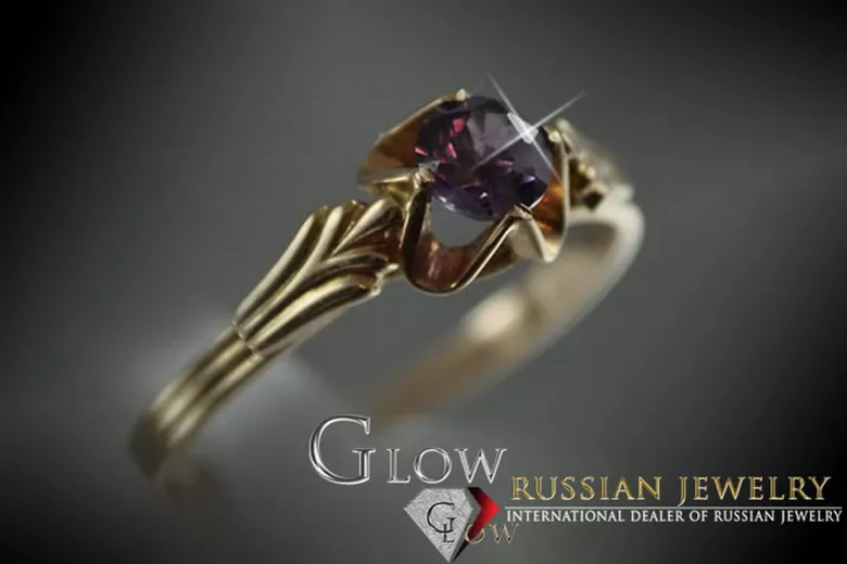 Russian Soviet rose 14k 585 gold Alexandrite Ruby Emerald Sapphire Zircon ring  vrc001