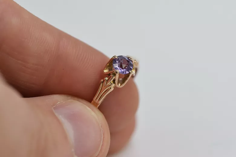 Russe soviétique rose 14k 585 or Alexandrite Rubis Émeraude Saphir Zircon bague vrc001