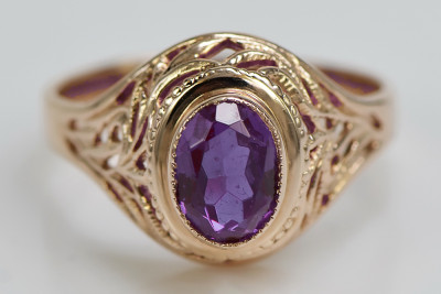 Russisch Sowjetrosa 14 Karat 585 Gold Alexandrit Rubin Smaragd Saphir Zirkon Ring vrc012