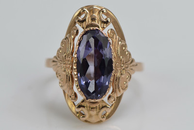 Russisch Sowjetrosa 14 Karat 585 Gold Alexandrit Rubin Smaragd Saphir Zirkon Ring vrc014