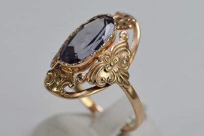 Rosyjska radziecka róża 14k 585 złoto Aleksandryt Rubinowy szmaragdowy szafirowy pierścionek z cyrkonią vrc014