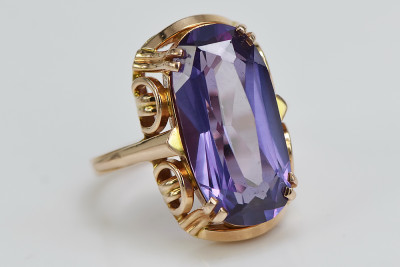 Russe soviétique rose 14k 585 or Alexandrite Rubis Émeraude Saphir Zircon bague vrc038
