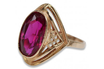 Bague Russe Soviétique Rose Or 14K Alexandrite Rubis Émeraude Saphir Zircon 585 vrc039