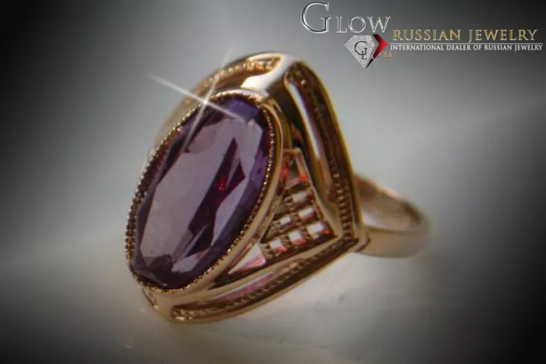 Russe soviétique rose 14k 585 or Alexandrite Rubis Émeraude Saphir Zircon bague vrc039