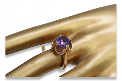 Radziecki 14k 585 złoty Rosyjski pierścionek z różowego złota z Aleksandrytem Rubinem Szafirem Szmaragdem Cyrkonią vrc042