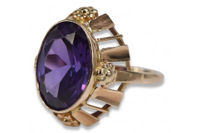 Bague Russe Soviétique Rose Or 14K Alexandrite Rubis Émeraude Saphir Zircon 585 vrc043