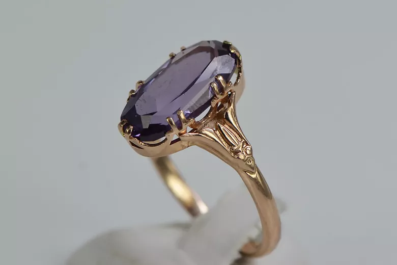 Russe soviétique rose 14k 585 or Alexandrite Rubis Émeraude Saphir Zircon bague vrc058