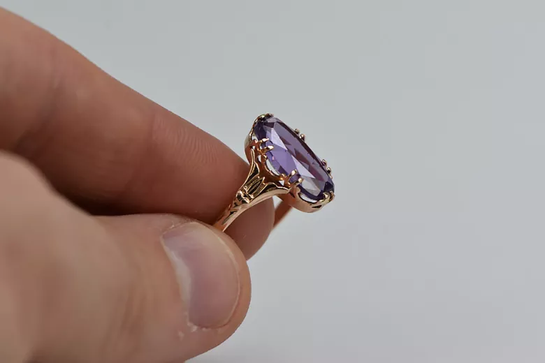 Russe soviétique rose 14k 585 or Alexandrite Rubis Émeraude Saphir Zircon bague vrc058