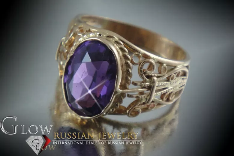 Russisch Sowjetrosa 14 Karat 585 Gold Alexandrit Rubin Smaragd Saphir Zirkon Ring vrc060