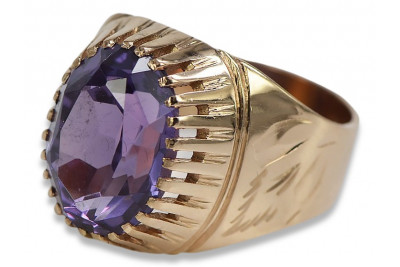 Bague Russe Soviétique Rose Or 14K Alexandrite Rubis Émeraude Saphir Zircon 585 vrc066