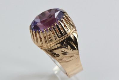 Russisch Sowjetrosa 14 Karat 585 Gold Alexandrit Rubin Smaragd Saphir Zirkon Ring vrc066
