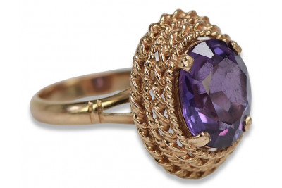 Russisch Sowjetrosa 14 Karat 585 Gold Alexandrit Rubin Smaragd Saphir Zirkon Ring vrc068