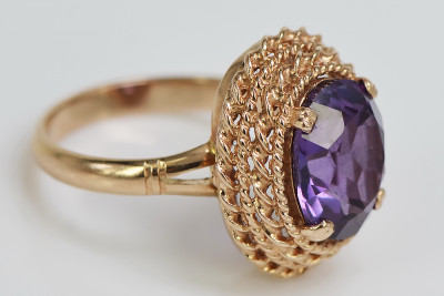 Russisch Sowjetrosa 14 Karat 585 Gold Alexandrit Rubin Smaragd Saphir Zirkon Ring vrc068