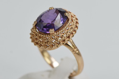 Russisch Sowjetrosa 14 Karat 585 Gold Alexandrit Rubin Smaragd Saphir Zirkon Ring vrc068