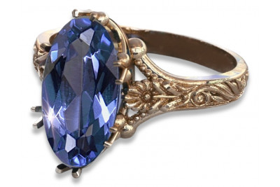 Russisch Sowjetrosa 14 Karat 585 Gold Alexandrit Rubin Smaragd Saphir Zirkon Ring vrc084