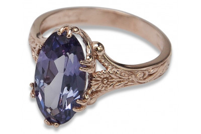 Radziecki 14k 585 złoty Rosyjski pierścionek z różowego złota z Aleksandrytem Rubinem Szafirem Szmaragdem Cyrkonią vrc084