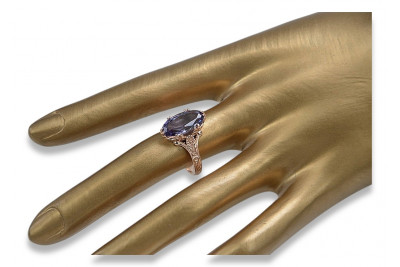 Russisch Sowjetrosa 14 Karat 585 Gold Alexandrit Rubin Smaragd Saphir Zirkon Ring vrc084