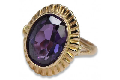 Bague Russe Soviétique Rose Or 14K Alexandrite Rubis Émeraude Saphir Zircon 585 vrc136