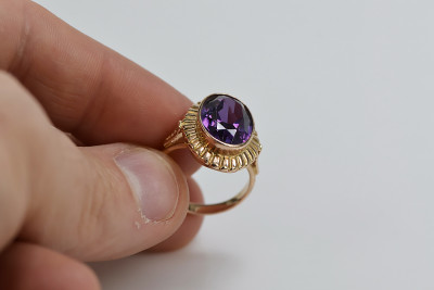 Russian Soviet rose 14k 585 gold Alexandrite Ruby Emerald Sapphire Zircon ring  vrc136