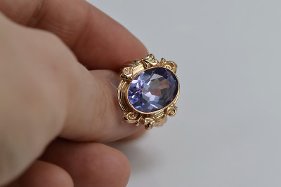 Russisch Sowjetrosa 14 Karat 585 Gold Alexandrit Rubin Smaragd Saphir Zirkon Ring vrc100