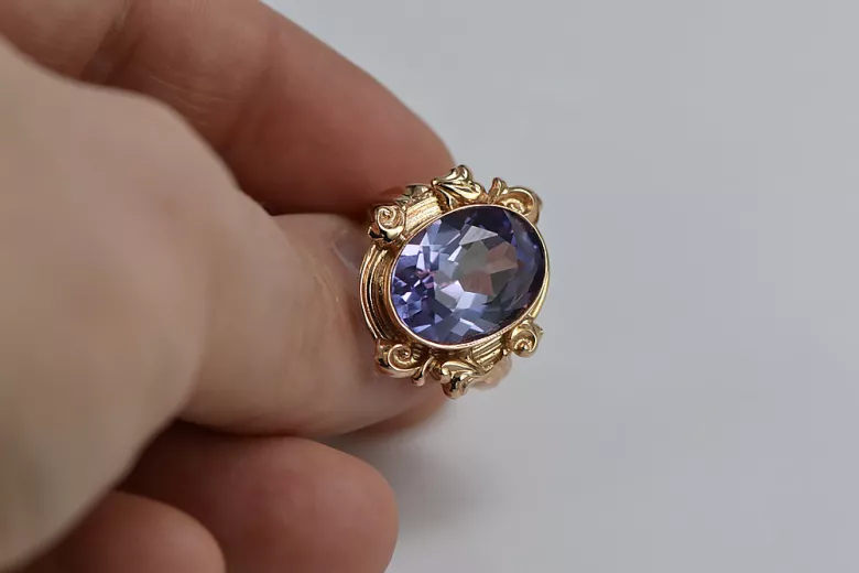 Russe soviétique rose 14k 585 or Alexandrite Rubis Émeraude Saphir Zircon bague vrc100