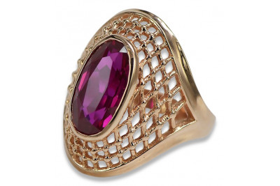 Bague Russe Soviétique Rose Or 14K Alexandrite Rubis Émeraude Saphir Zircon 585 vrc156