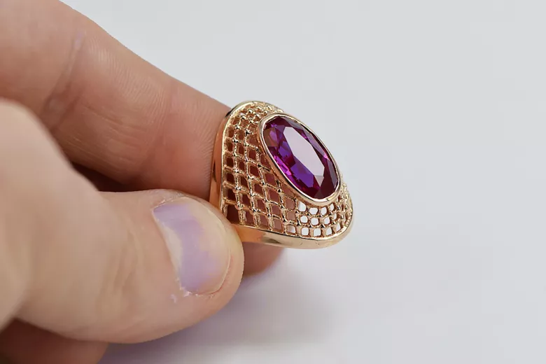 Russe soviétique rose 14k 585 or Alexandrite rubis émeraude saphir Zircon bague vrc156