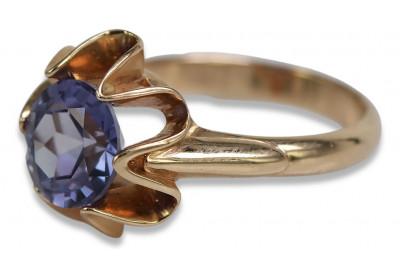 Russisch Sowjetrosa 14 Karat 585 Gold Alexandrit Rubin Smaragd Saphir Zirkon Ring vrc046